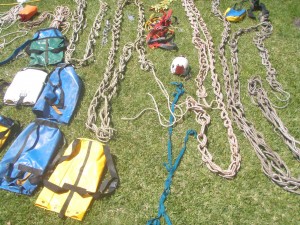 Cleaning up over 300 meters of rope.